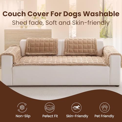 Disayu Couch Cover for Dogs Washable, Non-Slip Pet Couch Covers for Sofa, Fuzzy Dog Couch Cover Blanket, Thick, Soft, Plush Couch Cushion Covers for Sofa Protector (Camel, 27.6" x 59"/70 x 150cm) - Image 2