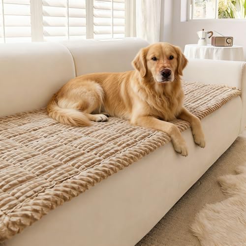 Disayu Couch Cover for Dogs Washable, Non-Slip Pet Couch Covers for Sofa, Fuzzy Dog Couch Cover Blanket, Thick, Soft, Plush Couch Cushion Covers for Sofa Protector (Camel, 27.6" x 59"/70 x 150cm) - Image 1