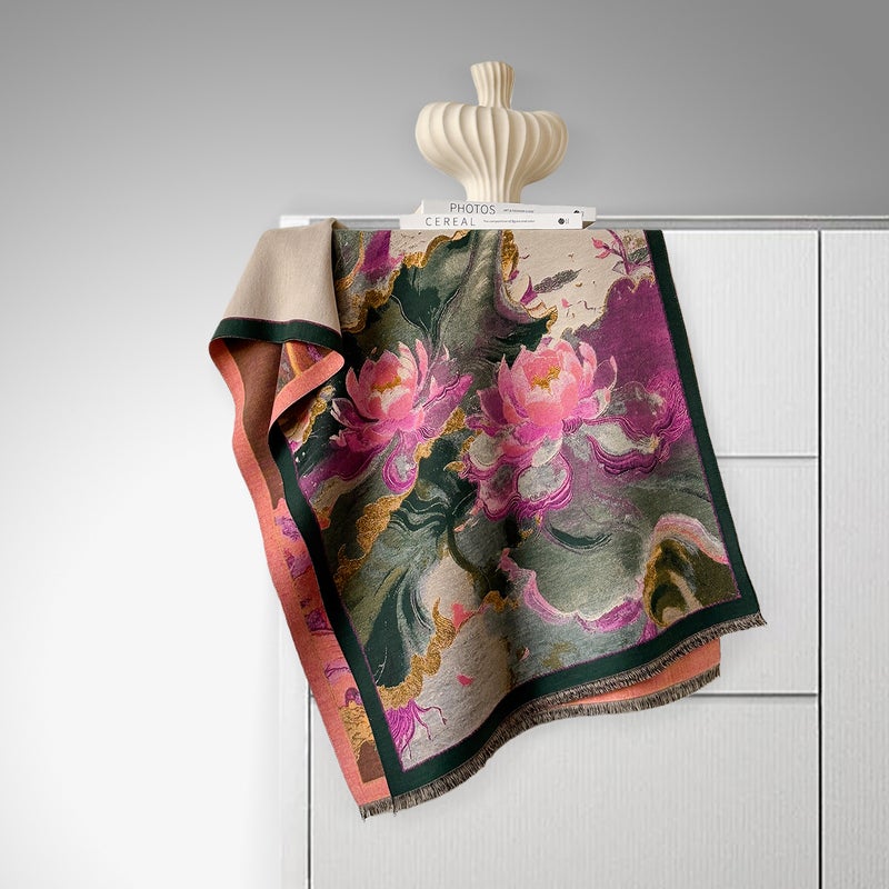 2025 New Chinese Style Ink Painting Landscape Imitation Cashmere Shawl Winter Retro National Style Jacquard Warm Scarf Outerwear Neck Wrap - Image 5