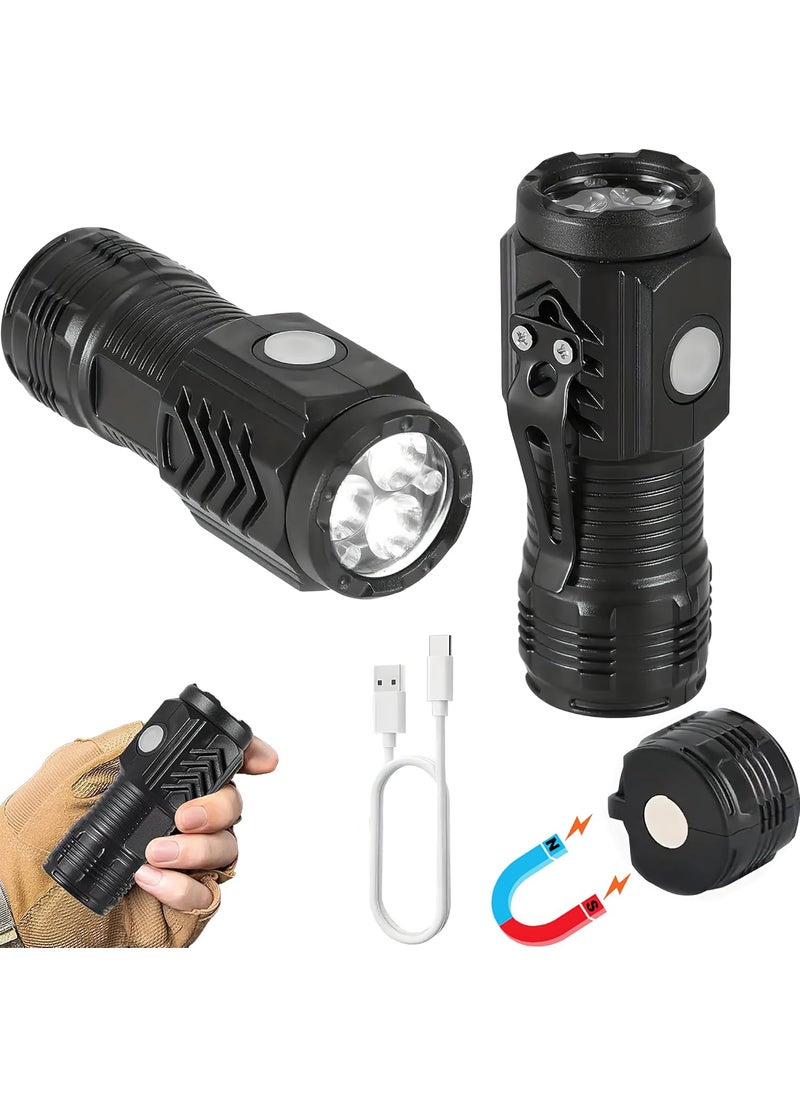 WISKA WISKA Mini Torch Camping Light Rechargeable Small LED Lights with Clip Magnet Portable COB Flashlight for Pocket Travel 3 Light Modes Ideal for Outdoor Camping Emergency Use  - Image 1