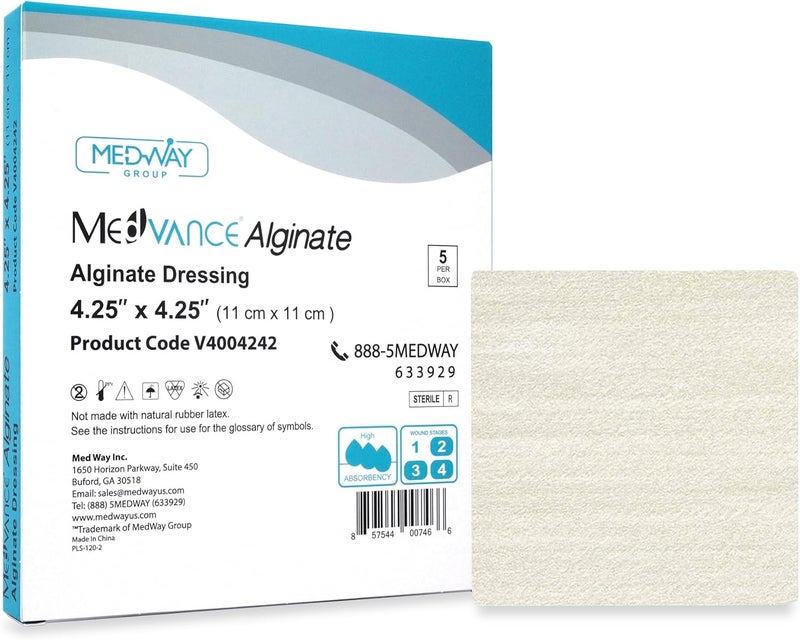 MedVance TM Alginate  Calcium Alginate Dressing 425x425 Box of 5 dressings - Image 1