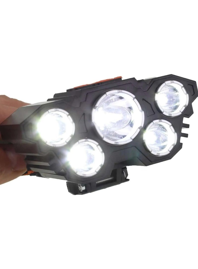 L-T21 Rechargeable LED Headlamp with USB Charging – 5 High-Brightness LEDs, 4 Lighting Modes, Waterproof Head Torch for Night Camping, Hiking, Cycling and Outdoor Activities - Image 3