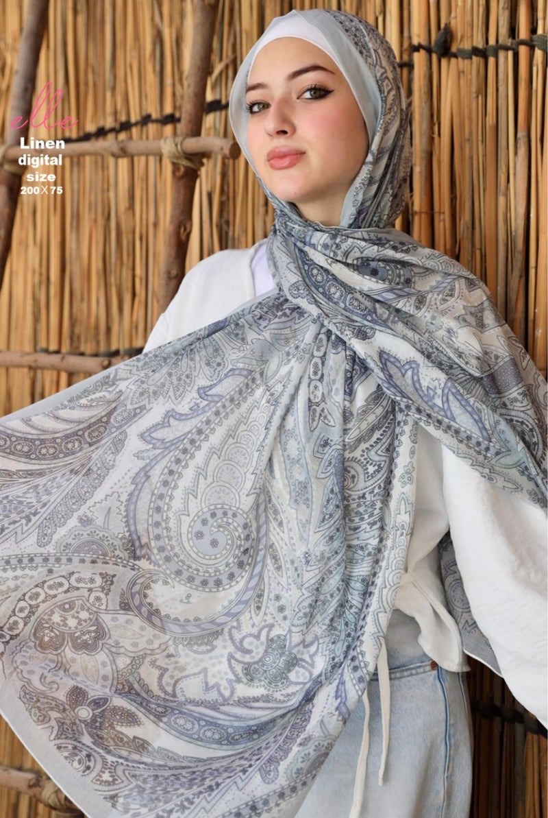 Luxury Cotton Linen Islamic Hijab Scarf for Women– Elegant Design for Daily Wear & Special Occasions – Size 200 × 75 cm