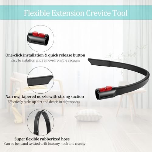 Charlux 226 Flexible Crevice Tool for Dyson V7 V8 V10 V11 V12 V15 Gen5 Cordless Vacuum Cleaner Vacuum Accessories Attachment for Dryer Vent Car Detailing Gaps and Corners Cleaning 226 Inches - Image 3