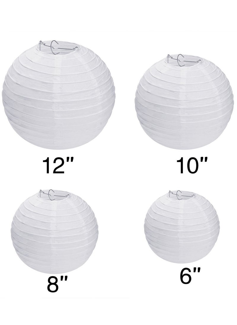 Daytoyz 10pcs White Chinese Paper Lanterns Assorted Sizes Decorative Hanging Paper Lanterns for Party Wedding Birthday Holiday DIY Craft 6 8 10 12 Inch  - Image 2