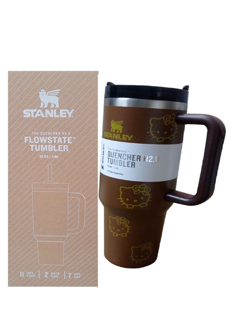 ستانلي كوب ستانلي كوينشر H2.0 فلو ستيت ستانلس ستيل، سعة ( سعة١.١٨ لتر- 40 أونصة ) هالو كيتي - لون الشوكولاتة - Image 1