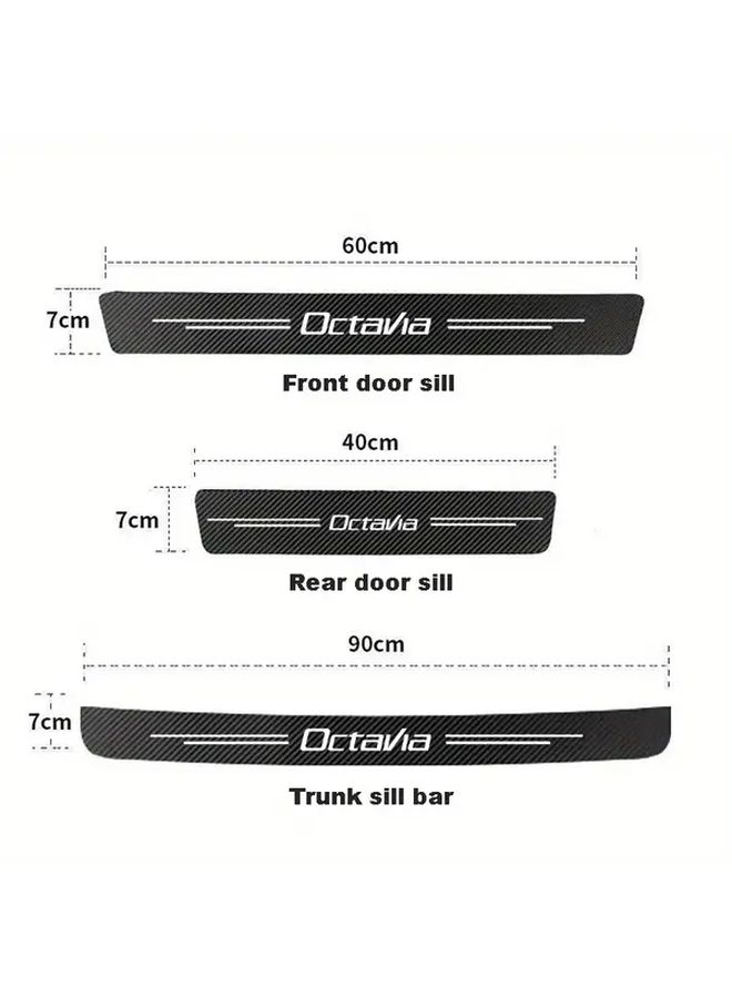 Universal 8Pcs Faux Leather Car Door Sill Protectors Scratch Resistant Peel Stick Decal - Image 3