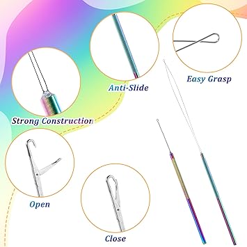 YQQYG أدوات تمديد الشعر نانو، أداة احترافية لتمديد الشعر بخيوط وحلقة، أداة خيوط حلقة لتمديد الشعر باستخدام خرز نانو لتمديدات الشعر، - Image 3