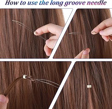 YQQYG أدوات تمديد الشعر نانو، أداة احترافية لتمديد الشعر بخيوط وحلقة، أداة خيوط حلقة لتمديد الشعر باستخدام خرز نانو لتمديدات الشعر، - Image 4