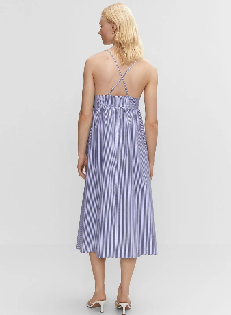 MANGO Striped Strap Detail Dress