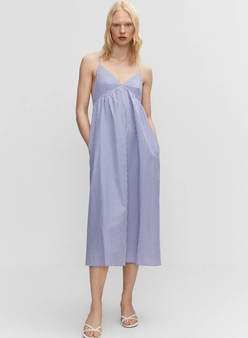 MANGO Striped Strap Detail Dress