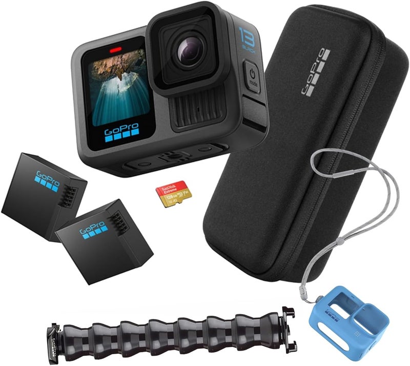 جو برو GoPro HERO13 Black Specialty Bundle Plus Edition, + Gooseneck + Sleeve + Lanyard 5.3K + 64GB SD Card Waterproof Action Camera with HyperSmooth 6.0 Stabilization, with GoPro UAE Warranty - Image 1