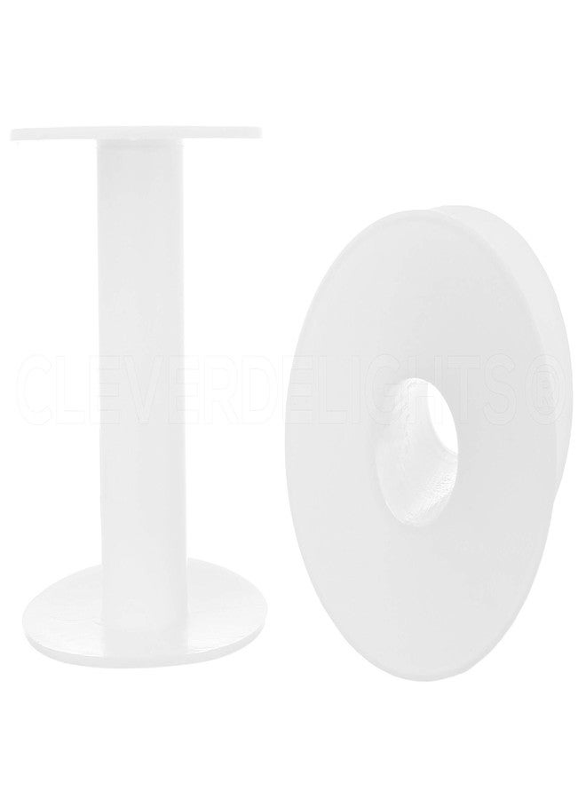 CleverDelights 3" White Plastic Spools - Empty Spools - Crafts Thread Cord Wire Rope Roll (16) - Image 1