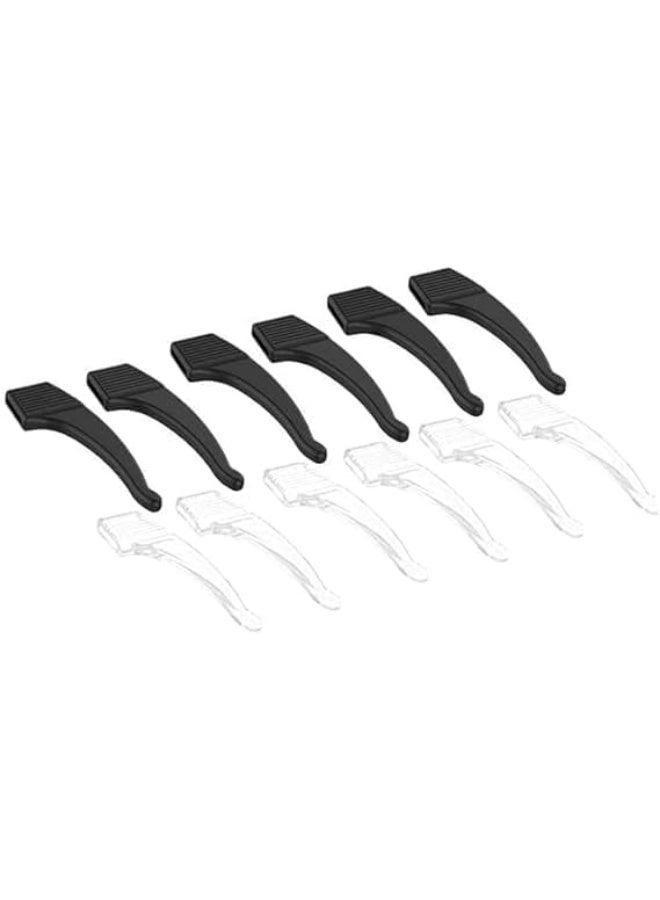 ChicAbode 6 Pairs Non Slip Glasses Ear Hook Handles, Elastic Silicone Non Slip Glasses Hooks, Anti Slip Grip, Easy to Wash, Soft and Comfortable, for Glasses and Sunglasses, Transparent and Black - Image 1