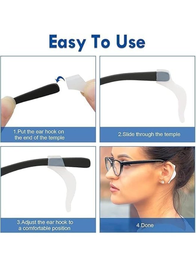 ChicAbode 6 Pairs Non Slip Glasses Ear Hook Handles, Elastic Silicone Non Slip Glasses Hooks, Anti Slip Grip, Easy to Wash, Soft and Comfortable, for Glasses and Sunglasses, Transparent and Black - Image 5