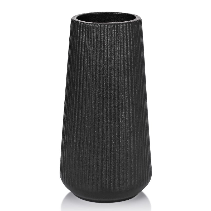 GUKJOB Matte Black Ceramic Vase, GUKJOB Small Cute Flower Vase for Pampas Grass, Home, Living Room, Dining Table, Farmhouse, Office Decor, Bedroom, Table, and Kitchen Shelf (Matte Black) - Image 1