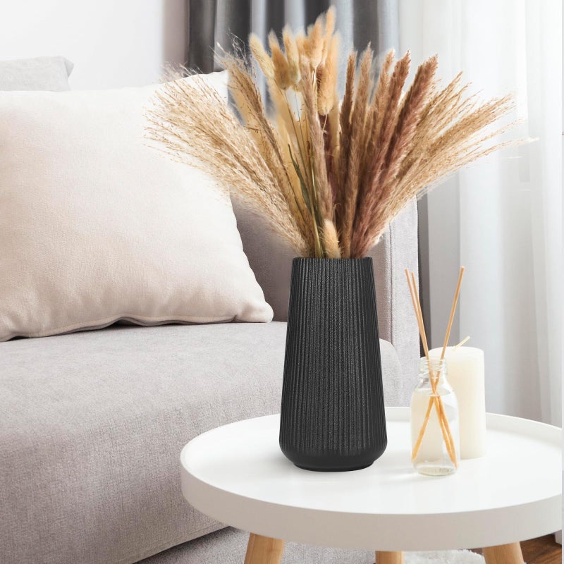 GUKJOB Matte Black Ceramic Vase, GUKJOB Small Cute Flower Vase for Pampas Grass, Home, Living Room, Dining Table, Farmhouse, Office Decor, Bedroom, Table, and Kitchen Shelf (Matte Black) - Image 4