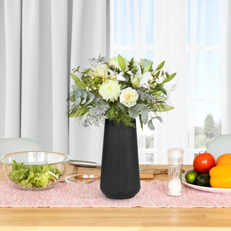 GUKJOB Matte Black Ceramic Vase, GUKJOB Small Cute Flower Vase for Pampas Grass, Home, Living Room, Dining Table, Farmhouse, Office Decor, Bedroom, Table, and Kitchen Shelf (Matte Black) - Image 5