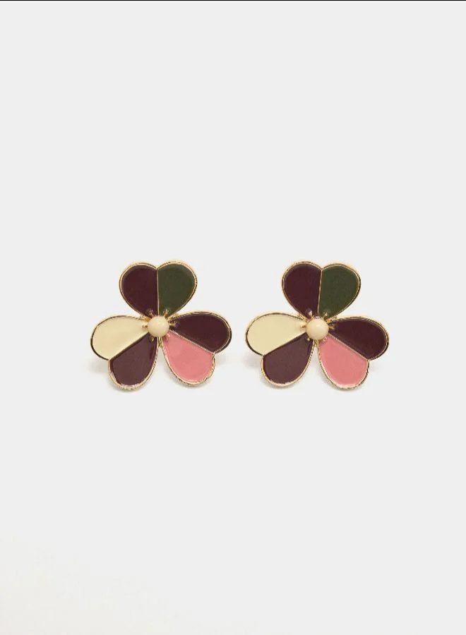 بارفوا أقراط زهور بالمينا متعددة الألوان