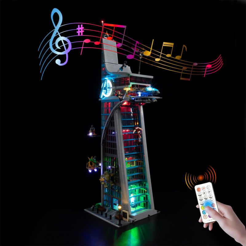 BrickSoul LED RC Light Kit Compatible with Lego 76269 Avengers Tower Building Set Upgrade RC Adjustable Lighting Mode with Music Accessories for Marvel HQ Featuring Set Not Included 76269 Model - Image 3