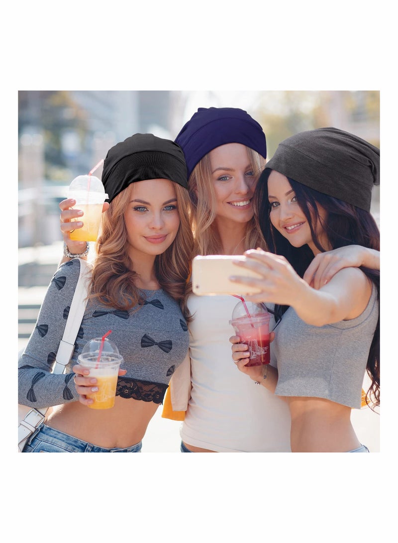 Zikra 4 Pieces Satin Lined Sleep Cap for Men Women Adjustable Designed Sleeping Hair Satin Hair Bonnet Silk Satin Sleep Cap Cover Night Sleeping Beanie Gifts for  Husband Dad - Image 4