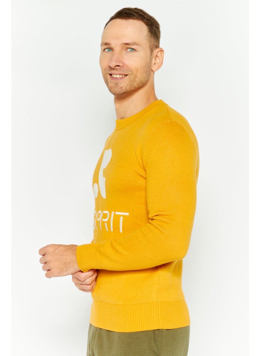 Esprit x Rest and Recreation Men Crew Neck Long Sleeves Knitted Sweater, Yellow  - Image 3