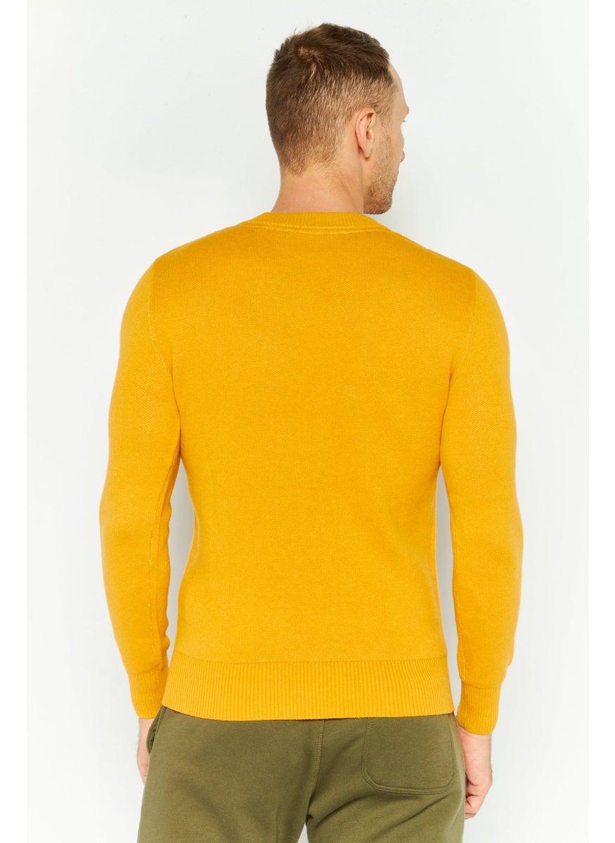 Men Crew Neck Long Sleeves Knitted Sweater, Yellow - pzsku/Z7C8D65E9E94934FB0B36Z/45/_/1737642570/1431b04e-2abb-42dd-933a-60aad42021c3