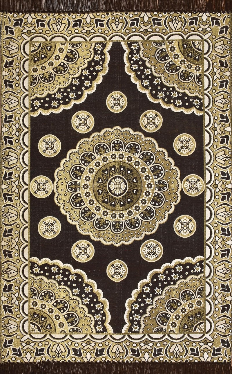 Purav Light Floral Design Cotton Carpet 5x7 feet for Living Room Bedroom Home Decor Carpets Mat (Coffee Color) - Image 3