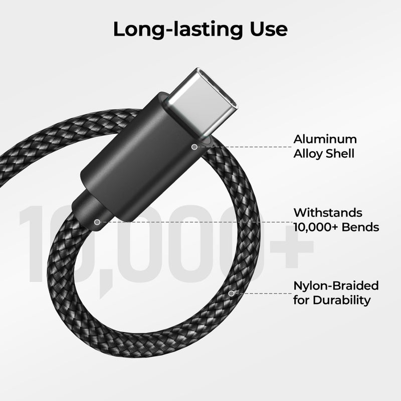 Basesailor for iPhone 17 16 Pro Max Charger Cord,USB to USB C Cable,Type C Charging Power Cord for Apple 17e 15 iPad 10 Air 4 5,Samsung Galaxy S26 S25 S24 S23,Black,3Pack 3.3/6.6/10FT(1/2/3M) - Image 3