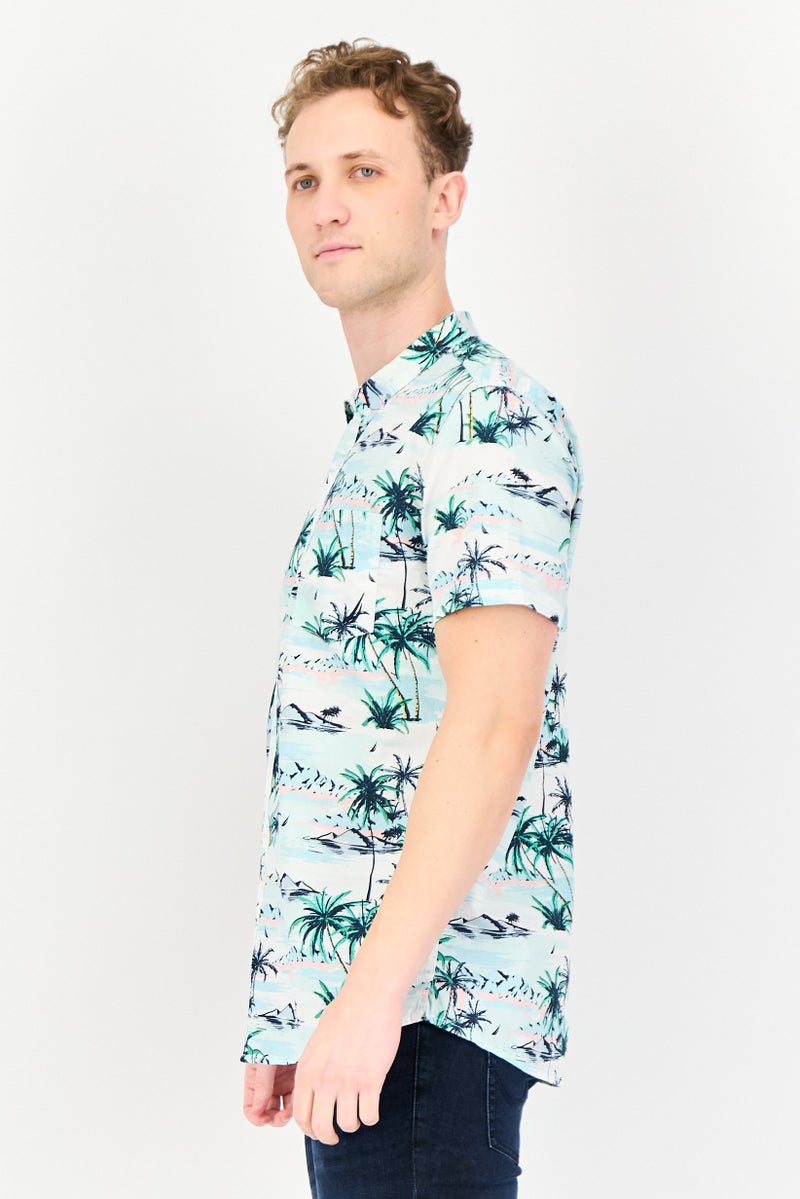 NAUTICA Men Regular Fit Short Sleeve Allover Print Casual Shirt, Multicolor - Image 3