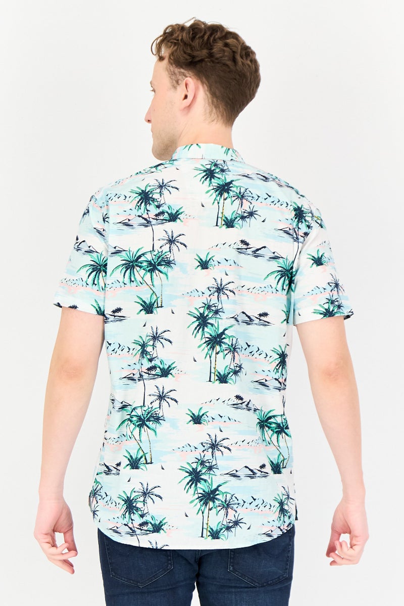 NAUTICA Men Regular Fit Short Sleeve Allover Print Casual Shirt, Multicolor - Image 4