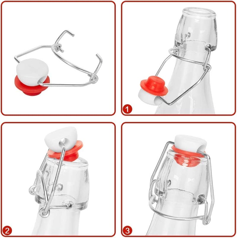 PLENARO Swing Top Glass Bottles 250 ml (Pack of 4) - Reusable Airtight Square Flip-Cap Bottle for Water, Juice, Oil & Vinegar - Leak-Proof BPA-Free Glass Storage Jars - Dishwasher Safe & Eco-Friendly - Image 4