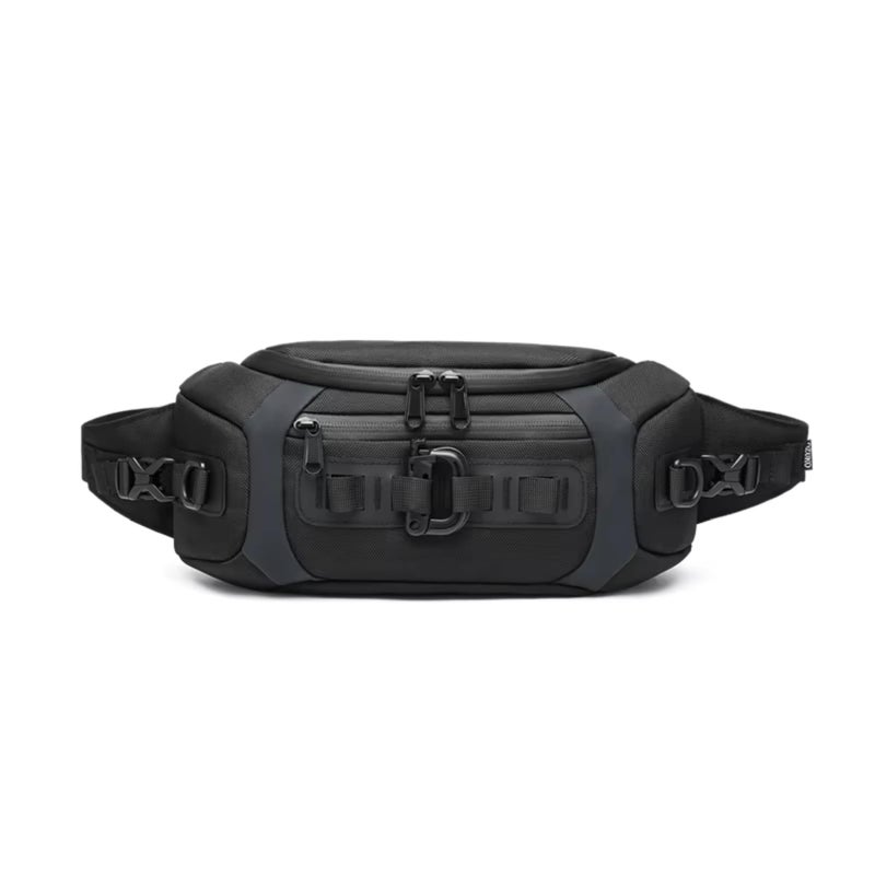 OZUKO Waist Bag for Men, Chest Crossbody Sling Bag for Travel Water-Resistant Oxford Multi Pocket Anti Theft Back Pocket Daily Use, Small, Black, 9530 - Image 1