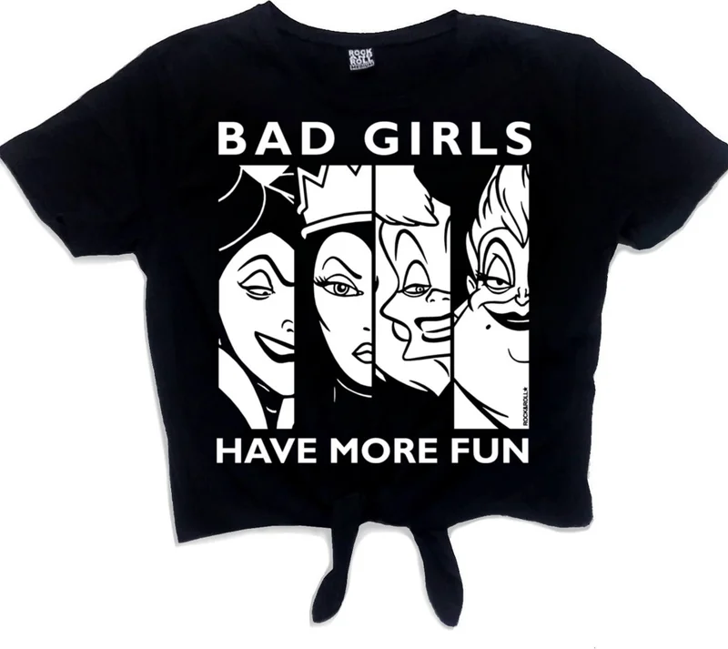 روك اند رول Fun Women Black Short, Cutaway Tied Crop Top Women's T-Shirt