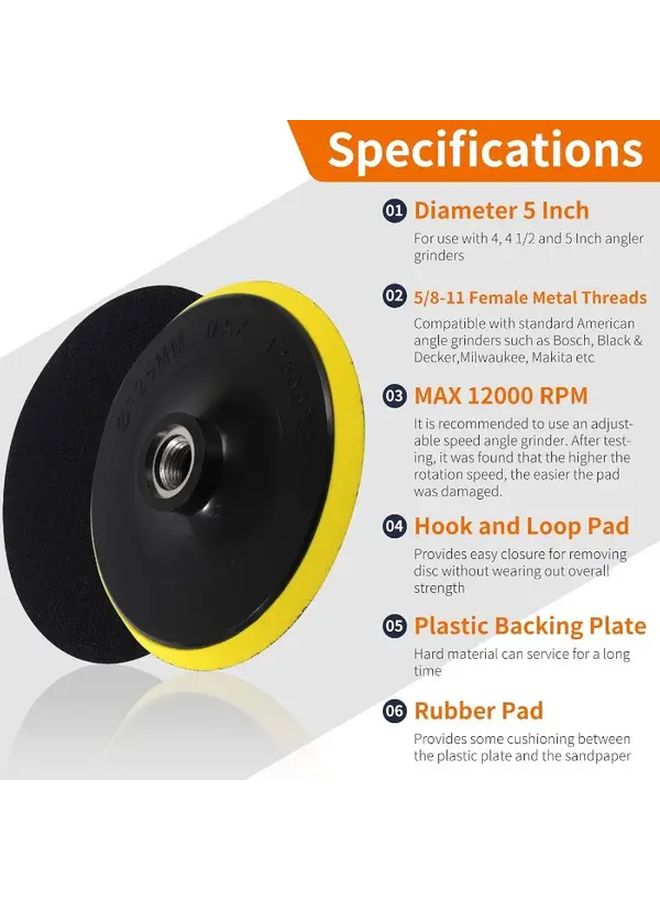 5 Inch 50pcs Sanding Discs Hook and Loop Backing Pad 80 to 600 Grit for Wood Sanding Buffing Polishing - Image 3
