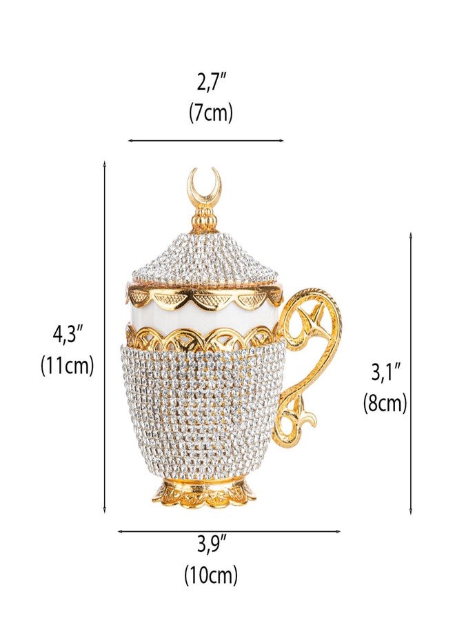 Alisveristime Turkish Coffee Cup Set - Authentic Turkish Greek Arabic Coffee Espresso Cup with Saucer (Enhance Your Coffee Experience Now!) (1 Pc) (Crystal Gelincik Design) (Gold) - Image 3