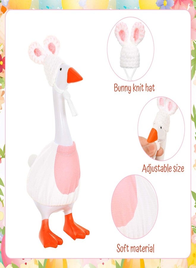 JcHrmers 2 Sets Easter Desk Goose Outfit 7 Inch Mini Goose Bunny Egg Clothes Magnetic Geese Key Holder Costume for Spring Holiday Party Home Room Office Table Goose Statue Decor - Image 3