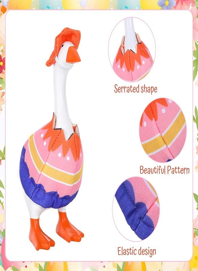 JcHrmers 2 Sets Easter Desk Goose Outfit 7 Inch Mini Goose Bunny Egg Clothes Magnetic Geese Key Holder Costume for Spring Holiday Party Home Room Office Table Goose Statue Decor - Image 4