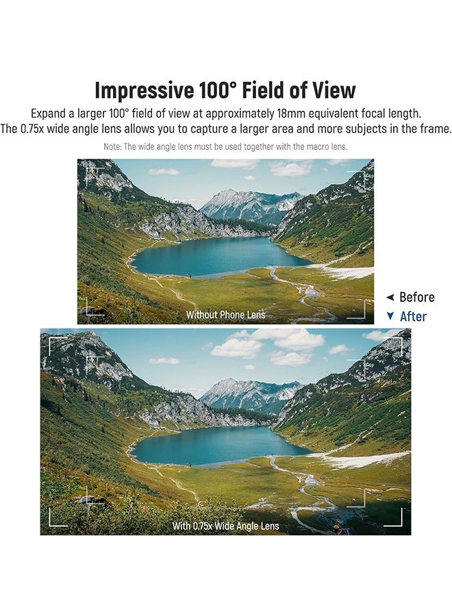 Neewer NEEWER 2 in 1 Smartphone Lens Kit, 0.75x Wide Angle 2x Macro Phone Lens Compatible with iPhone Samsung Android Cellphone, Detachable HD Lens with 17mm to 37mm Adapter Ring & Lens Filter Adapter, LS-60  - Image 2