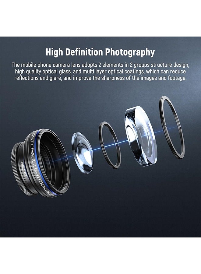 Neewer NEEWER 2 in 1 Smartphone Lens Kit, 0.75x Wide Angle 2x Macro Phone Lens Compatible with iPhone Samsung Android Cellphone, Detachable HD Lens with 17mm to 37mm Adapter Ring & Lens Filter Adapter, LS-60  - Image 4
