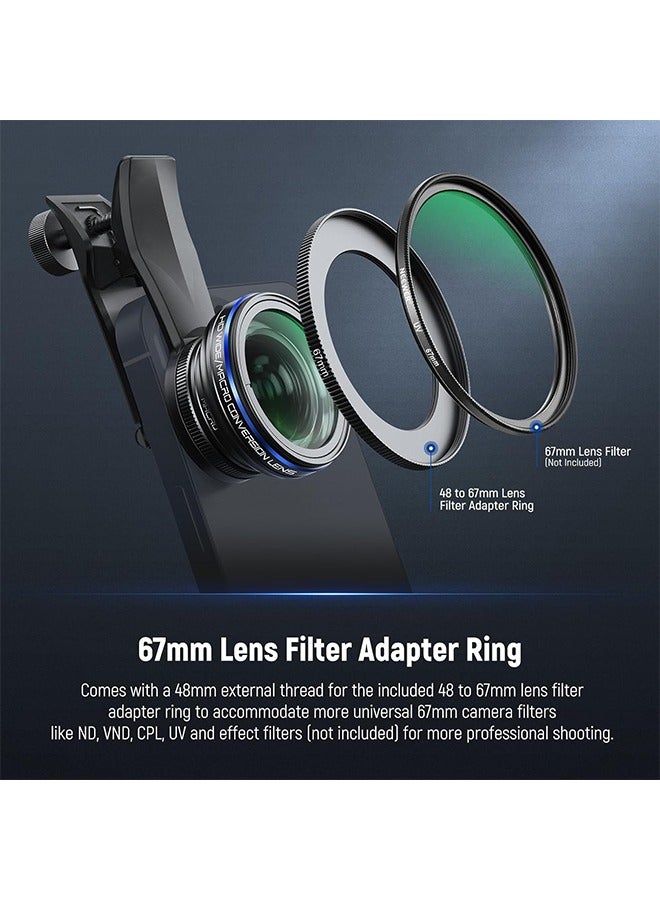 Neewer NEEWER 2 in 1 Smartphone Lens Kit, 0.75x Wide Angle 2x Macro Phone Lens Compatible with iPhone Samsung Android Cellphone, Detachable HD Lens with 17mm to 37mm Adapter Ring & Lens Filter Adapter, LS-60  - Image 5