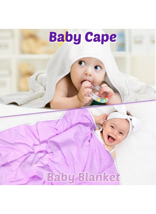 Reginary Reginary 4 Pack Baby Hooded Towels Coral Fleece Baby Bath Towels 30 x 30 Inch Soft Absorbent Hooded Bath Blanket for Newborn Toddler Infant Boy Girl Shower Gift Supplies (Beige, Purple)  - Image 4