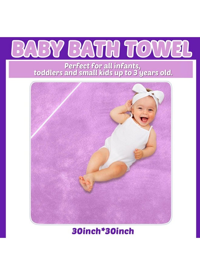 Reginary Reginary 4 Pack Baby Hooded Towels Coral Fleece Baby Bath Towels 30 x 30 Inch Soft Absorbent Hooded Bath Blanket for Newborn Toddler Infant Boy Girl Shower Gift Supplies (Beige, Purple)  - Image 1