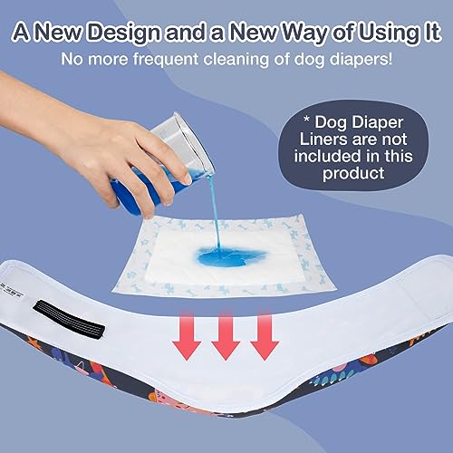 MICOOYO Male Dog Diaper Lightweight Dog Wraps Washable Dogs Diapers Doggie Belly Bands for Male Dogs, Puppy Wraps Medium (Dinosaur,M) - Image 5