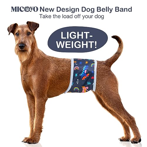 MICOOYO Male Dog Diaper Lightweight Dog Wraps Washable Dogs Diapers Doggie Belly Bands for Male Dogs, Puppy Wraps Medium (Dinosaur,M) - Image 2
