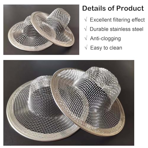 Beyoslf 20Pcs Small Drain Mesh Basket, 2.125'' Bathroom Sink Drain Strainer Screen Mesh Sink Strainer Hair Catcher Drain Filter Cover for Bathtub Lavatory RV Laundry Shower Floor Utility Sink Drain - Image 3