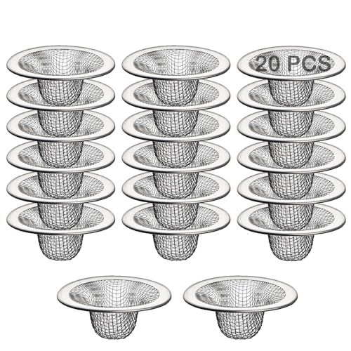 Beyoslf 20Pcs Small Drain Mesh Basket, 2.125'' Bathroom Sink Drain Strainer Screen Mesh Sink Strainer Hair Catcher Drain Filter Cover for Bathtub Lavatory RV Laundry Shower Floor Utility Sink Drain - Image 1