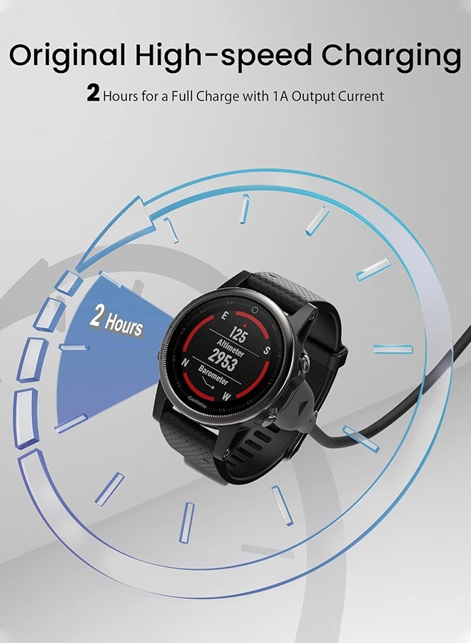 دبليو أف أف أو شاحن USB بديل للساعة - كابل شحن بطول 1 متر - لأجهزة Garmin Vivoactive 3 4 4S Fenix 7 7X 6 6S Pro 5 5X Plus Forerunner 955/935/945 Vivomove 3 3S Vivosport Venu Sq/Instinct 2 2S - أسود - Image 5
