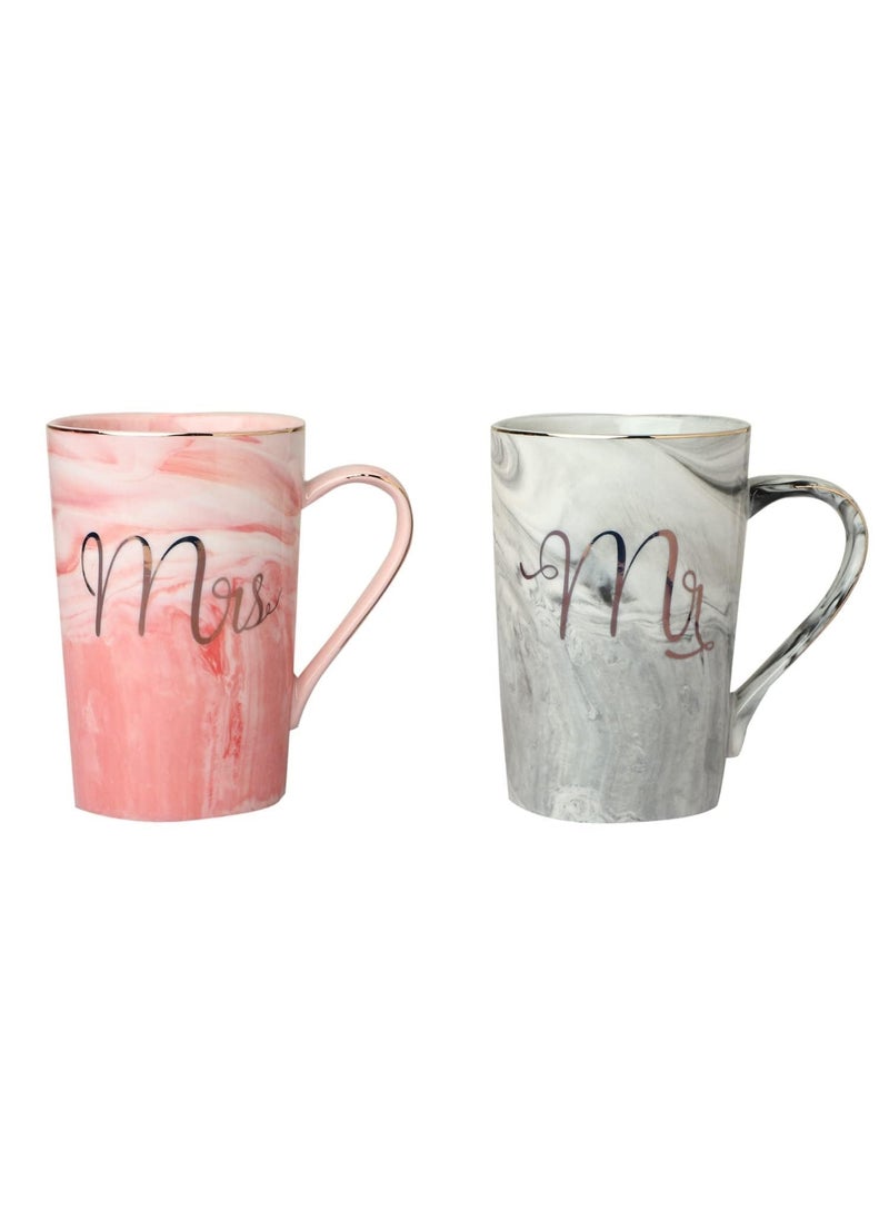 Patrani Fashion Patrani Fashion Ceramic Tea Coffee Mug 310 ML Set of 2 Best for Anniversary Wedding Engagement Valentine Gifts for Couple Teachers Women Men Husband Wife with Box Mr Mrs Mug Long  - Image 1