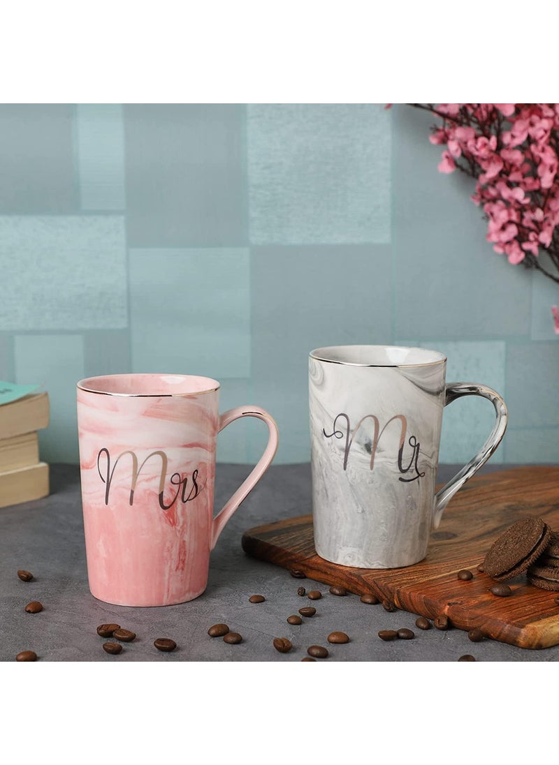 Patrani Fashion Patrani Fashion Ceramic Tea Coffee Mug 310 ML Set of 2 Best for Anniversary Wedding Engagement Valentine Gifts for Couple Teachers Women Men Husband Wife with Box Mr Mrs Mug Long  - Image 3
